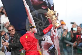 World © Octane Photographic Ltd. Formula 1 – British Grand Prix - Silverstone. Sunday 3rd July 2022. Podium. Scuderia Ferrari F1-75 - Carlos Sainz.