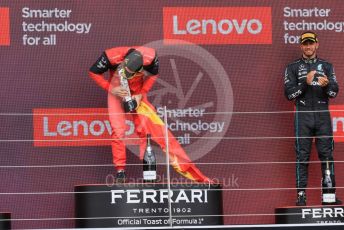 World © Octane Photographic Ltd. Formula 1 – British Grand Prix - Silverstone. Sunday 3rd July 2022. Podium. Scuderia Ferrari F1-75 - Carlos Sainz.