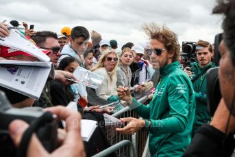 World © Octane Photographic Ltd. Formula 1 – British Grand Prix - Silverstone. Saturday 2nd July 2022. Paddock. Aston Martin Aramco Cognizant F1 Team AMR22 - Sebastian Vettel.