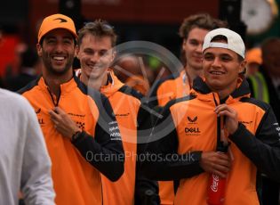 World © Octane Photographic Ltd. Formula 1 – British Grand Prix - Silverstone. Saturday 2nd July 2022. Paddock. McLaren F1 Team MCL36 - Daniel Ricciardo and Lando Norris.