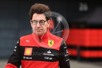 World © Octane Photographic Ltd. Formula 1 – British Grand Prix - Silverstone. Saturday 2nd July 2022. Paddock. Scuderia Ferrari Team Principal - Mattia Binotto.