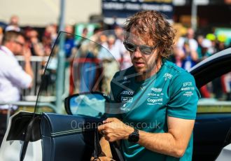 World © Octane Photographic Ltd. Formula 1 – British Grand Prix - Silverstone. Sunday 3rd July 2022. Paddock. Aston Martin Aramco Cognizant F1 Team AMR22 - Sebastian Vettel.
