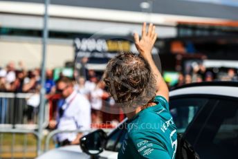 World © Octane Photographic Ltd. Formula 1 – British Grand Prix - Silverstone. Sunday 3rd July 2022. Paddock. Aston Martin Aramco Cognizant F1 Team AMR22 - Sebastian Vettel.