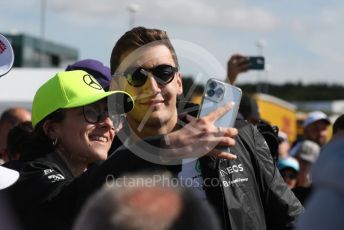World © Octane Photographic Ltd. Formula 1 – British Grand Prix - Silverstone. Sunday 3rd July 2022. Paddock. Mercedes-AMG Petronas F1 Team F1 W13 - George Russell.