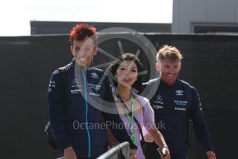 World © Octane Photographic Ltd. Formula 1 – British Grand Prix - Silverstone. Sunday 3rd July 2022. Paddock. Williams Racing FW44 - Alex Albon and pro-golfer girlfriend Lily Muni.