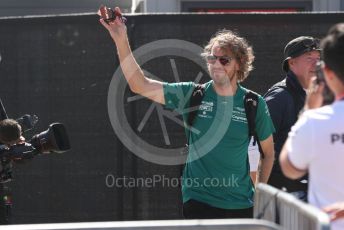 World © Octane Photographic Ltd. Formula 1 – British Grand Prix - Silverstone. Sunday 3rd July 2022. Paddock. Aston Martin Aramco Cognizant F1 Team AMR22 - Sebastian Vettel.