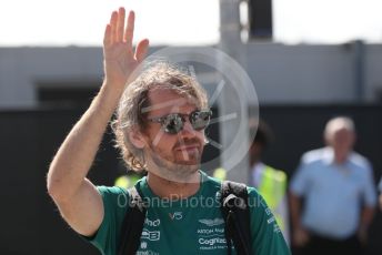 World © Octane Photographic Ltd. Formula 1 – British Grand Prix - Silverstone. Sunday 3rd July 2022. Paddock. Aston Martin Aramco Cognizant F1 Team AMR22 - Sebastian Vettel.