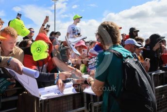World © Octane Photographic Ltd. Formula 1 – British Grand Prix - Silverstone. Sunday 3rd July 2022. Paddock. Aston Martin Aramco Cognizant F1 Team AMR22 - Sebastian Vettel.