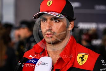 World © Octane Photographic Ltd. Formula 1 – British Grand Prix - Silverstone. Thursday 30th June 2022. Paddock. Scuderia Ferrari F1-75 - Carlos Sainz.