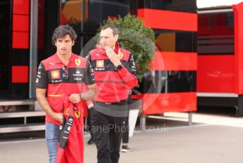 World © Octane Photographic Ltd. Formula 1 – British Grand Prix - Silverstone. Thursday 30th June 2022. Paddock. Scuderia Ferrari F1-75 - Carlos Sainz.