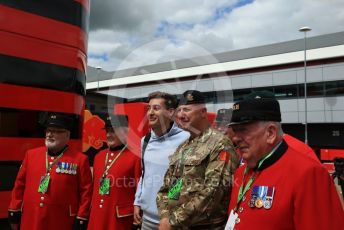 World © Octane Photographic Ltd. Formula 1 – British Grand Prix - Silverstone. Thursday 30th June 2022. Paddock. Chelsea Pensioners and British Army guests with Mercedes' George Russell