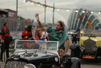 World © Octane Photographic Ltd. Formula 1 – Singapore Grand Prix - Marina Bay, Singapore. Sunday 2nd October 2022. Drivers’ parade. Aston Martin Aramco Cognizant F1 Team AMR22 - Sebastian Vettel.