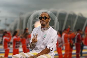 World © Octane Photographic Ltd. Formula 1 – Singapore Grand Prix - Marina Bay, Singapore. Sunday 2nd October 2022. Drivers’ parade. Mercedes-AMG Petronas F1 Team F1 W13 - Lewis Hamilton.