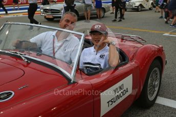 World © Octane Photographic Ltd. Formula 1 – Singapore Grand Prix - Marina Bay, Singapore. Sunday 2nd October 2022. Drivers’ parade. Scuderia AlphaTauri AT03 - Yuki Tsunoda.