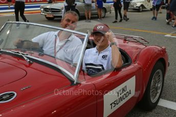 World © Octane Photographic Ltd. Formula 1 – Singapore Grand Prix - Marina Bay, Singapore. Sunday 2nd October 2022. Drivers’ parade. Scuderia AlphaTauri AT03 - Yuki Tsunoda.