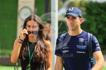 World © Octane Photographic Ltd. Formula 1 – Singapore Grand Prix - Marina Bay, Singapore. Friday 30th September 2022. Paddock. Williams Racing FW44 - Nicholas Latifi and girlfriend Sandra Dziwiszek.
