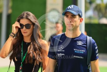 World © Octane Photographic Ltd. Formula 1 – Singapore Grand Prix - Marina Bay, Singapore. Friday 30th September 2022. Paddock. Williams Racing FW44 - Nicholas Latifi and girlfriend Sandra Dziwiszek.
