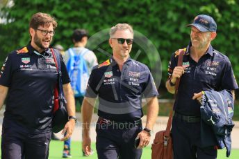 World © Octane Photographic Ltd. Formula 1 – Singapore Grand Prix - Marina Bay, Singapore. Friday 30th September 2022. Paddock. Oracle Red Bull Racing Team Principal - Christian Horner and Chief Technology Officer - Adrian Newey.
