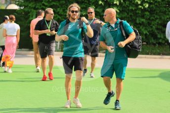 World © Octane Photographic Ltd. Formula 1 – Singapore Grand Prix - Marina Bay, Singapore. Friday 30th September 2022. Paddock. Aston Martin Aramco Cognizant F1 Team AMR22 - Sebastian Vettel.