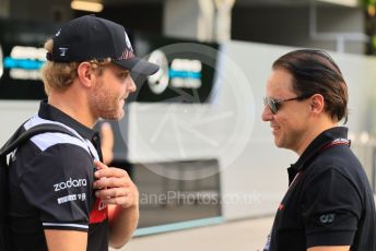 World © Octane Photographic Ltd. Formula 1 – Singapore Grand Prix - Marina Bay, Singapore. Friday 30th September 2022. Paddock. Alfa Romeo F1 Team Orlen C42 - Valtteri Bottas and Felipe Massa.