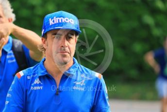 World © Octane Photographic Ltd. Formula 1 – Singapore Grand Prix - Marina Bay, Singapore. Friday 30th September 2022. Paddock. BWT Alpine F1 Team A522 - Fernando Alonso.