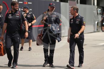 World © Octane Photographic Ltd. Formula 1 – Singapore Grand Prix - Marina Bay, Singapore. Friday 30th September 2022. Paddock. Oracle Red Bull Racing Team Principal - Christian Horner and Chief Technology Officer - Adrian Newey.