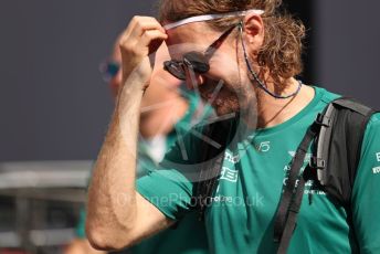 World © Octane Photographic Ltd. Formula 1 – Singapore Grand Prix - Marina Bay, Singapore. Friday 30th September 2022. Paddock. Aston Martin Aramco Cognizant F1 Team AMR22 - Sebastian Vettel.