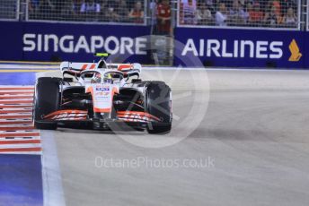 World © Octane Photographic Ltd. Formula 1 – Singapore Grand Prix - Marina Bay, Singapore. Friday 30th September 2022. Practice 2. Haas F1 Team VF-22 - Mick Schumacher.
