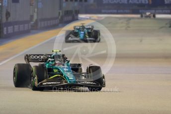 World © Octane Photographic Ltd. Formula 1 – Singapore Grand Prix - Marina Bay, Singapore. Saturday 1st October 2022. Practice 3. Aston Martin Aramco Cognizant F1 Team AMR22 - Sebastian Vettel and Lance Stroll.