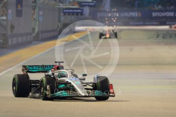 World © Octane Photographic Ltd. Formula 1 – Singapore Grand Prix - Marina Bay, Singapore. Saturday 1st October 2022. Practice 3. Mercedes-AMG Petronas F1 Team F1 W13 - George Russell and Oracle Red Bull Racing RB18 – Sergio Perez.