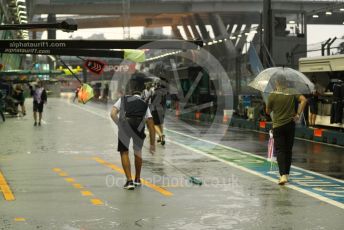 World © Octane Photographic Ltd. Formula 1 – Singapore Grand Prix - Marina Bay, Singapore. Saturday 1st October 2022. Wet pitlane.