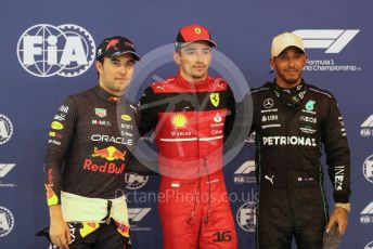 World © Octane Photographic Ltd. Formula 1 – Singapore Grand Prix - Marina Bay, Singapore. Saturday 1st October 2022. Qualifying. Scuderia Ferrari F1-75 - Charles Leclerc finishes on pole followed by Oracle Red Bull Racing RB18 – Sergio Perez and Mercedes-AMG Petronas F1 Team F1 W13 - Lewis Hamilton.