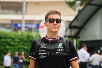 World © Octane Photographic Ltd. Formula 1 – Singapore Grand Prix - Marina Bay, Singapore. Saturday 1st October 2022. Paddock. Mercedes-AMG Petronas F1 Team F1 W13 - George Russell.