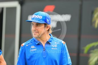 World © Octane Photographic Ltd. Formula 1 – Singapore Grand Prix - Marina Bay, Singapore. Saturday 1st October 2022. Paddock. BWT Alpine F1 Team A522 - Fernando Alonso.