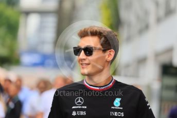 World © Octane Photographic Ltd. Formula 1 – Singapore Grand Prix - Marina Bay, Singapore. Saturday 1st October 2022. Paddock. Mercedes-AMG Petronas F1 Team F1 W13 - George Russell.