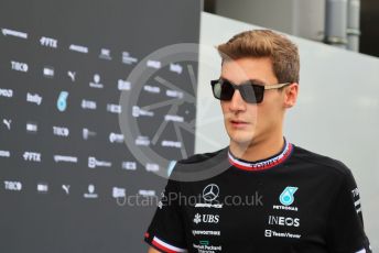 World © Octane Photographic Ltd. Formula 1 – Singapore Grand Prix - Marina Bay, Singapore. Saturday 1st October 2022. Paddock. Mercedes-AMG Petronas F1 Team F1 W13 - George Russell.