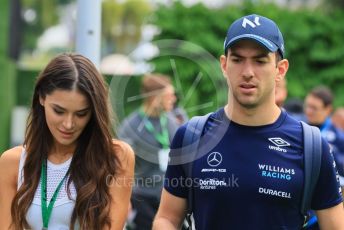 World © Octane Photographic Ltd. Formula 1 – Singapore Grand Prix - Marina Bay, Singapore. Saturday 1st October 2022. Paddock. Williams Racing FW44 - Nicholas Latifi and girlfriend Sandra Dziwiszek.