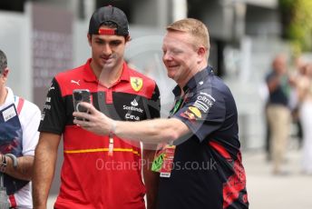 World © Octane Photographic Ltd. Formula 1 – Singapore Grand Prix - Marina Bay, Singapore. Saturday 1st October 2022. Paddock. Scuderia Ferrari F1-75 - Carlos Sainz.