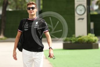 World © Octane Photographic Ltd. Formula 1 – Singapore Grand Prix - Marina Bay, Singapore. Sunday 2nd October 2022. Arrivals. Mercedes-AMG Petronas F1 Team F1 W13 - George Russell.