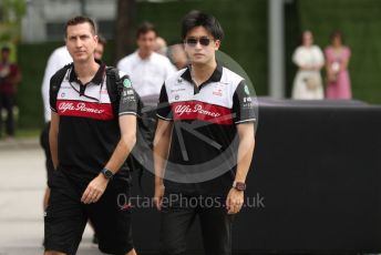 World © Octane Photographic Ltd. Formula 1 – Singapore Grand Prix - Marina Bay, Singapore. Sunday 2nd October 2022. Arrivals. Alfa Romeo F1 Team Orlen C42 - Guanyu Zhou.