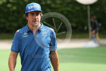 World © Octane Photographic Ltd. Formula 1 – Singapore Grand Prix - Marina Bay, Singapore. Sunday 2nd October 2022. Arrivals. BWT Alpine F1 Team A522 - Fernando Alonso.