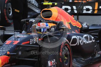 World © Octane Photographic Ltd. Formula 1 – Spanish Grand Prix - Circuit de Barcelona-Catalunya. Sunday 22nd May 2022 Parc Ferme. Oracle Red Bull Racing RB18 – Sergio Perez.