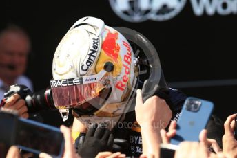 World © Octane Photographic Ltd. Formula 1 – Spanish Grand Prix - Circuit de Barcelona-Catalunya. Sunday 22nd May 2022 Parc Ferme. Oracle Red Bull Racing RB18 – Max Verstappen.