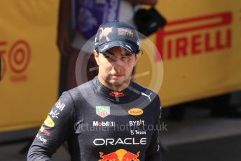 World © Octane Photographic Ltd. Formula 1 – Spanish Grand Prix - Circuit de Barcelona-Catalunya. Sunday 22nd May 2022 Parc Ferme. Oracle Red Bull Racing RB18 – Sergio Perez.