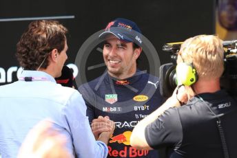 World © Octane Photographic Ltd. Formula 1 – Spanish Grand Prix - Circuit de Barcelona-Catalunya. Sunday 22nd May 2022 Parc Ferme. Oracle Red Bull Racing RB18 – Sergio Perez.