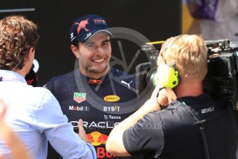 World © Octane Photographic Ltd. Formula 1 – Spanish Grand Prix - Circuit de Barcelona-Catalunya. Sunday 22nd May 2022 Parc Ferme. Oracle Red Bull Racing RB18 – Sergio Perez.