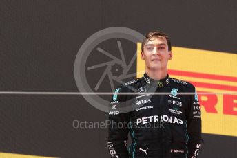 World © Octane Photographic Ltd. Formula 1 – Spanish Grand Prix - Circuit de Barcelona-Catalunya. Sunday 22nd May 2022 Podium. Mercedes-AMG Petronas F1 Team F1 W13 - George Russell.