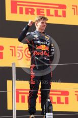 World © Octane Photographic Ltd. Formula 1 – Spanish Grand Prix - Circuit de Barcelona-Catalunya. Sunday 22nd May 2022 Podium. Oracle Red Bull Racing RB18 – Max Verstappen.