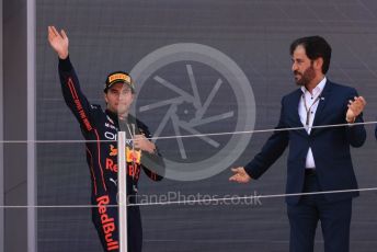 World © Octane Photographic Ltd. Formula 1 – Spanish Grand Prix - Circuit de Barcelona-Catalunya. Sunday 22nd May 2022 Podium. Oracle Red Bull Racing RB18 – Sergio Perez.