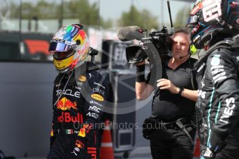 World © Octane Photographic Ltd. Formula 1 – Spanish Grand Prix - Circuit de Barcelona-Catalunya. Sunday 22nd May 2022 Parc Ferme. Oracle Red Bull Racing RB18 – Sergio Perez.